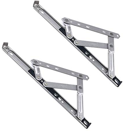 Tiberham - Bisagra de fricción para ventana, 2 unidades, resistente para ventanas con perfil de uPVC o aluminio, altura de pila: 1.5 cm, ángulo de apertura: 65 grados (colgado superior)