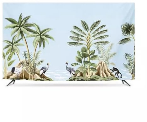 HSTANGKY Housse de Protection Anti-poussière pour Téléviseurs Intérieur Motif Jungle Protection d'écran Universelle en Tissu Imperméable et Anti-poussière pour TV LCD/LED Tree3||40-43 pouces