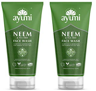 Ayumi Acne Face Wash with Neem | Oily Skin Wash with Nettle Leaf Extract | Tea Tree Oil for Acne Treatment | Hydrating Facewash with Moringa Oil | Women & Mens Face Wash for Skin Care | 2x150 ml