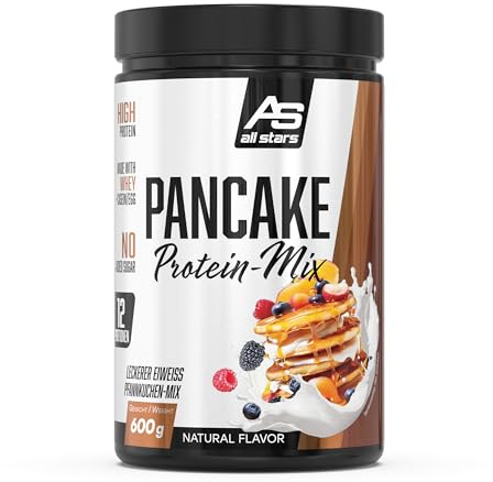 ALL STARS Pancake Protein Mix 600g | Leckere Protein Pancakes mit Milch- und Whey Eiweiß, ca. 27g Protein pro Portion, wenig Zucker, schnell zubereitet