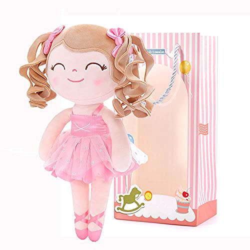Gloveleya Puppen Baby Mädchen Geschenke Lockige Ballettpuppe Weiches Plüschtier Rosa 13 Zoll mit Geschenkbox
