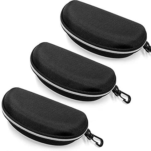 EKdirect 3pcs Sunglasses Case Hard Protective Eyewear Eyeglasses Glasses Box with Zip Hook (Silver)
