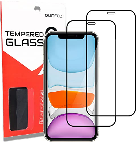 QUITECO Panzer Schutz Glas für iPhone 11 Pro/iPhone XS/iPhone X [2 Stück] Schutzfolie Glas Full Screen Display Schutzglas Panzerfolie Schwarzer Rand