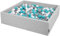 KiddyMoon Piscina di Palline 120X30cm/200 Palline Grande Quadrato per Bambini Fabbricato in EU, Grigio Chiaro:Grigio/Bianco/Turchese