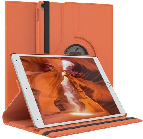 EAZY CASE - Étui pour Tablette iPad Pro 10,5 Housse de Protection Smart Cover Support Rotatif Pochette Pliante 360° pivotante avec Fonction Stand Cuir synthétique Orange