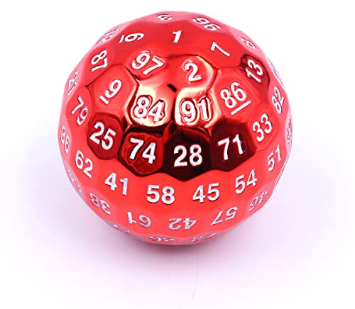 DollaTek Dadi poliedrici in Metallo 100 Lati 50 mm usati per Il Gioco di Dadi Dungeon e Dragon DND - Rosso
