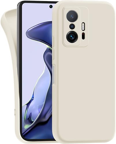 MyGadget Hülle für Xiaomi 11t Pro | Xiaomi 11t - robuste Silikon Schutzhülle TPU Case Slim Silikonhülle - Back Cover Kratzfest Handyhülle - Matt Beige