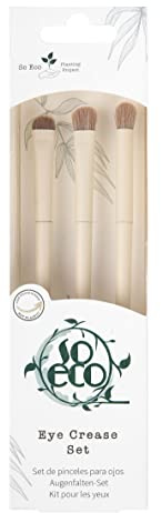 So Eco Eye Crease Set - Vegan & Cruelty-Free 3-Piece Eyeshaddow Brush Kit for Crease Blending & Precision Application, Soft Synthetic Bristles, Birchwood Handles