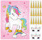 ASTARON Pin The Horn on The Unicorn Birthday Game with 30 Horns for Unicorn Party Supplies Favors Girls Rainbow Party Decorations, Pin The Tail Game for Christmas