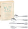 Maverton Set de couverts de table personnalisé dans boîte en bois imprimée - couvert bebe - Thème Animal - Cadeau bapteme fille - Pour filles - Cadeau bébé - Coutellerie gravée - pigeonne