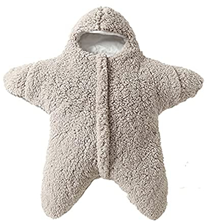 BEAUTYBIGBANG Schlafsack aus Baumwolle Strampler Fußsack, Seestern Form Kinderwagen Pucksack, Einschlagdecke für Babyschale Baby-Schlafsack Wintersack für Mädchen und Jungen (Braun)