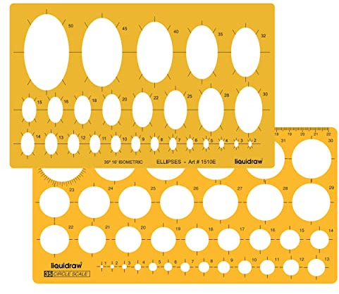 Liquidraw Schablone in verschiedenen Formen – Kreis-, Oval- und Ellipsen-Kombination, enthält mehrere Formengrößen, Vorlage für Zeichnen, technische Zeichnungstechnik, Architektur und Schmuckdesign