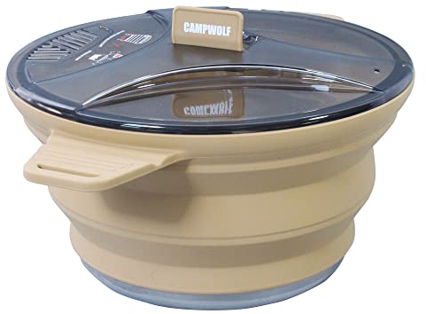 CAMPWOLF 2.5L Collapsible Camping Cook Pot,Portable Cookware for Outdoor Hiking (Khaki)