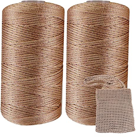Amesor Art Yarn Cord, 2 Beach Bag Yarn Crochet Raffia Yarn Straw Yarn Crochet Knit Yarn, Weaving Crocheting Yarn Cell Phone Bags and Car Cushions
