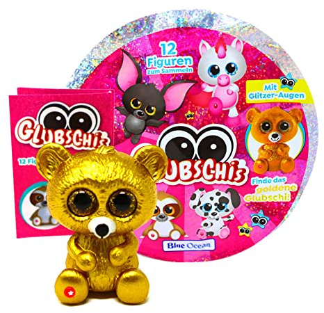 STRONCARD Blue Ocean Glubschis Sammelfiguren Serie 1 - Glubschi Glitzer - Figur Honeylou (selten) + 10 Originale Hüllen