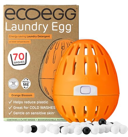 Ecoegg Laundry Egg | Detergent & Fabric Conditioner Replacement | Non bio, no enzymes, phosphates, bleach | Sensitive Skin | Orange Blossom 70 Washes