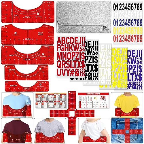 T-Shirt Ruler Guide for Vinyl Alignment - Shirt Measurement Tool for Heat Press With Stickers