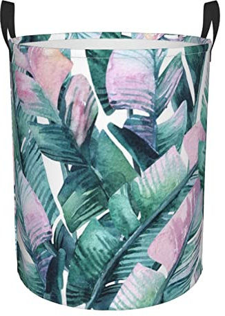 Panier À Linge Feuille De Palmier Aquarelle Panier À Linge Sale Portable Grande Capacité Facile À Transporter Paniers À Linge Grand, Pour Voyage, Hôtel, Salle De Bain