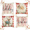 Viosmut 4er Kissenbezug Weihnachten 45x45cm, Schöne Weihnachtskissen Leinen, Weihnachtskissenbezug mit Elch Weihnachtsmann Muster für Weihnachtsdeko, Wohnzimmer und Sofa Deko Weihnachten Kissen (Rot)
