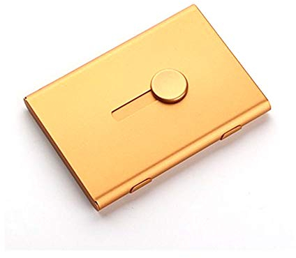 TopHomer Visitenkartenetui, Automatische Pop-ups Visitenkartenhalter Professionelle, Metall Tragbar Kartenetui für Büro Damen und Herren (Gold)