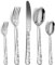 XIAOYU 5 Pieces Silverware Set, Black Flatware Set, Stainless Steel Mirror Polished Cutlery Set, Spoons Forks Knives Set with Unique Floral Laser, Silver