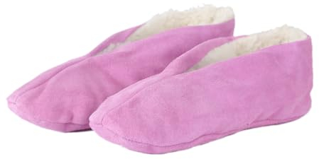 Sonia Originelli Wildleder Hausschuh Schluffi mit warmen Kuschelfell, Farbe: rosa, Größe: 35
