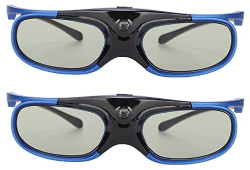 Paquet de 2 Lunettes 3D DLP Link, Lunettes à Obturateur Actif Rechargeables, 144 Hz, pourles Projecteurs 3D DLP Link