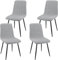JIJIAN 4er Set Esszimmerstühle, Gepolsterte Stühle mit Leinenstoff und Schwarzen Metallbeinen, Streifendesign, Esszimmerstühle für Esszimmer Wohnzimmer Schlafzimmer Küche Rezeption