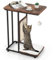 COSTWAY Beistelltisch mit Sisal-Kratzbrett, 4 in 1 Katzenmöbel Katzen, Katzenkratzer mit abnehmbarem Kissen & Ball, Kratzbretter im Möbelstil, Katzenbett für Wohnzimmer Schlafzimmer, rustikales Braun