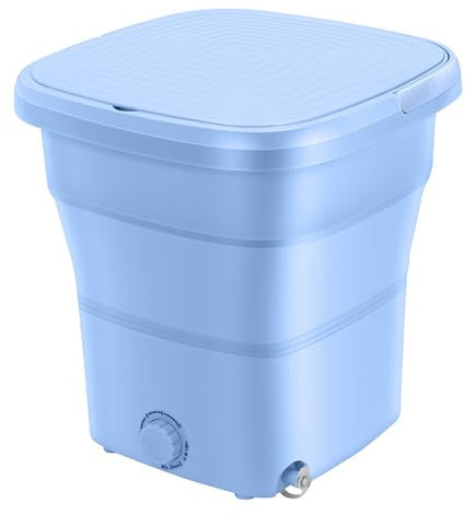 Lavadora Plegable Portátil, Gran Capacidad 25L con Luz Azul Bacteriostática para Lavado/Ropa Interior/Calcetines/Ropa de Bebé, Apartamentos de Viaje Dormitorios,Blue