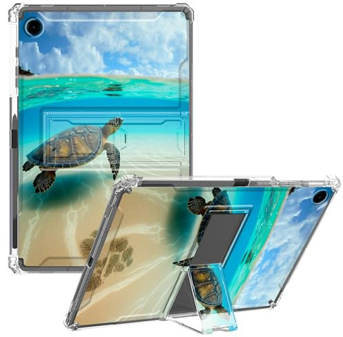 CGFGHHUY for iPad 9th Generation Case 2021 10.2 inch Clear Slim Lightweight Kickstand Protective Transparent TPU Case with Pen Holder Tablet Cover for iPad 9th/8th/7th 2021/2020/2019,Turtle in The Sea