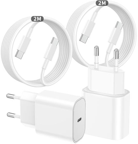Lot de 2 Chargeur USB C Rapide for iPhone 16 15,20W USB C Chargeur avec 2m Câble C vers C pour Apple iPhone 16 15 Pro/Max/Plus/iPad Pro, Air, Mini,Samsung Galaxy S25/S24/S23+