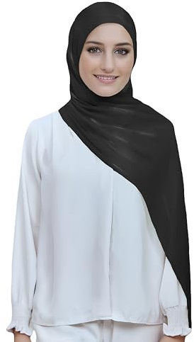 Lina & Lily Damen Hijab Kopftuch Schal mit Glanz-Schimmer Für Muslimische Frauen (Schwarz)