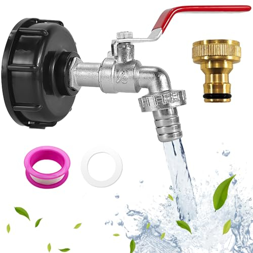 xiaoxiaozhijia Robinet de Cuve 1000l,Robinet Recuperateur Eau de Pluie pour Réservoir IBC d'eau de Pluie Raccords (1/2)