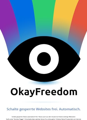 OkayFreedom VPN Premium - Installieren und anonym lossurfen - ohne Registrierung! 1 PC / 1 Jahr DEUTSCH #PKC (ProduktKeyCard)