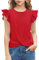 Arshiner Girls' T-Shirts Flying Sleeves Summer Leisure Children's Shirts Fashion Round Neck Cotton Basic Short Sleeve T-Shirt for Girls Red 160