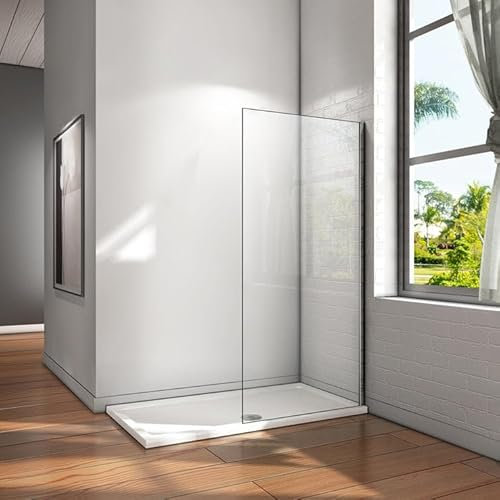 AICA paroi de douche à l'italienne 90x200cm paroi de fixation en 8mm verre anticalcaire, sans barre de stabilisation