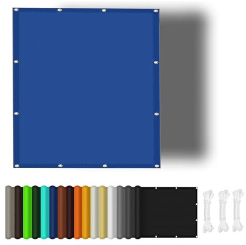 Vela Ombreggiante Impermeabile 6 x 6 m Anti UV 98%, 185Gsm Densità Tenda Parasole, Tela Vela Ombreggiante per Balcone Terrazza, Blu Scuro