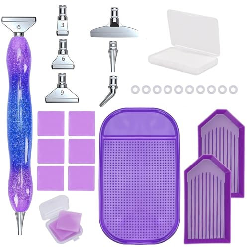 Minnhua 18pcs Diamond Painting Pens Kits Diamond Art Pens Stainless Steel Metal Pen Tips with 6 Clay 5D Diamond Painting Accessories Diamond Art Tools for DIY Craft Nail Art