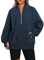 Famulily Womens Quarter Zip Sweatshirt Casual Long Sleeve Warm Mock Neck Pullover Tops with Pockets Navy M