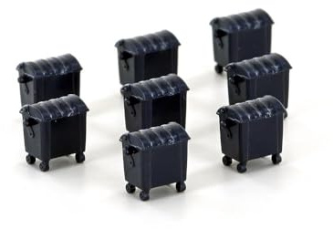 LEMKE Minis 81523267-8er Set Mülltonnen, groß, schwarz - Spurweite N