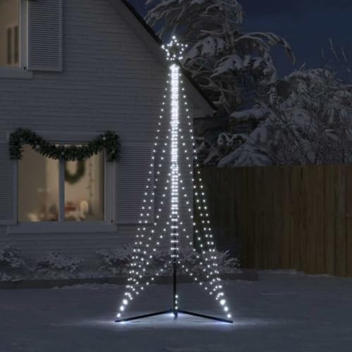 IKAYAA LED Weihnachtsbaum Aussen Kegelform Weihnachtsbaum Metall Groß Kaltweiß 861 LEDs Tannenbaum Lichterbaum Weihnachtsdeko Aussen Weihnachtsbaum Tanne 302 cm