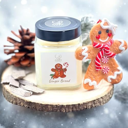 Cozy Deer Lebkuchen Duftkerze im Glas mit Deckel aus natürlichem Sojawachs - 240 Gramm, über 40h Brenndauer - handgefertigte Kerze Made in Germany - Christmas candles Geschenk für Frauen und Männer
