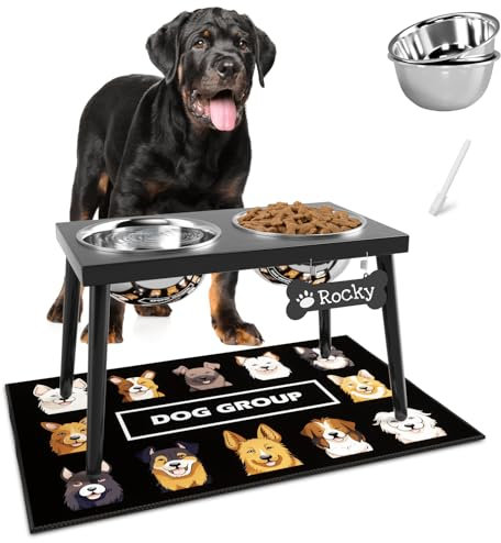 ADENGL Support de gamelle surélevée en métal pour chiens de grande et moyenne taille, gamelles surélevées plus solides avec tapis anti-déversement, gamelles de nourriture et d'eau pour animaux de