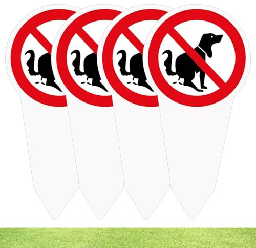 NLONLL 4 Pezzi Cartello Non Toilette per Cani 300 x 150 mm Cartelli per Cani No Poop Segno di Divieto Questa Non è Una Toilette No Cacca e Pipì per Cani Cartello in PVC 3 mm con Picchetto a Terra