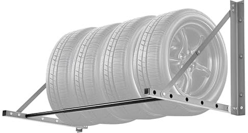 VEVOR Supporto Porta Pneumatici Pieghevole da Parete, Supporto per Pneumatici Regolabile 812-1219mm in Acciaio Q235 per Pneumatici Standard da R14-R20 Pollici Capacità Carico max. 136kg da Officina