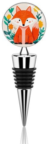 Cute Animal Fox Flowers Bottle Stopper Beverage Bottle Sealer Reusable Wine Stopper Personalised Champagne Stopper Unique Wine Bottle Corks Keep Fresh Suitable for Standard