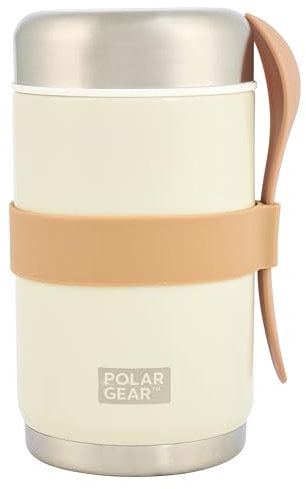 520ml Insulated Food Flasks For Hot Food – Double-Wall Stainless Steel Hot Food Flask With Spoon – Thermal Lunch Box keeps Meals Drinks Hot or Cold for 6 Hours – Leakproof Soup Containers (Cream)