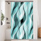 Uiiooazy Rideau Douhe Bleu, Rideau de Douche Anti Moisissure Abstrait Rayures Turquoise Rayé Rideaux de Baignoire Tissu Imperméable Lavable Polyester Rideaux Salle de Bain avec 8 Crochets 120x200cm