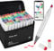 60 Colours Alcohol Brush Markers with Free App, Brush and Chisel Tip Alcohol Pens for Adults and Kids, Drawing Markers for Anime Manga Drawing and Sketching